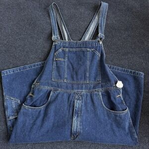 Vintage M.A.C Sport Overalls Womens 2X Denim Wide Leg Cropped Adjustable Straps